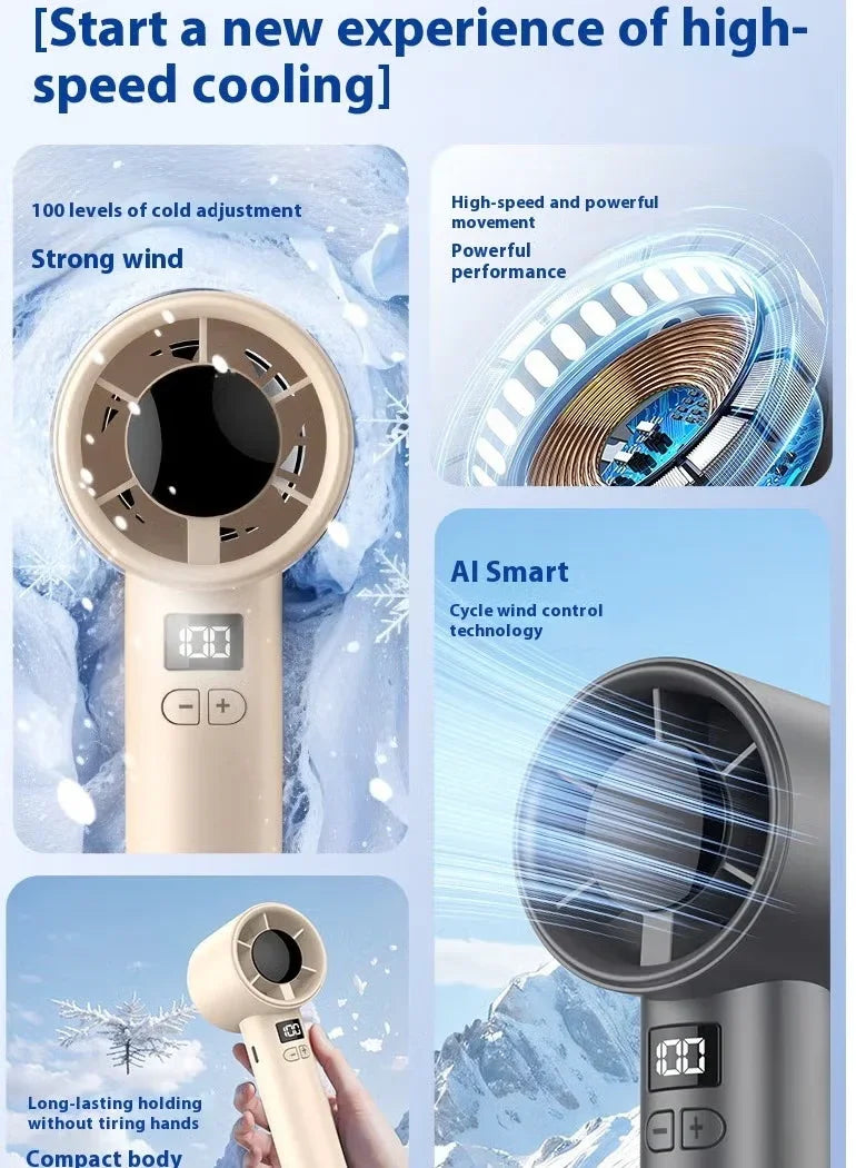 مروحة محمولة باليد عالية السرعة مزودة بشاشة LED - F5