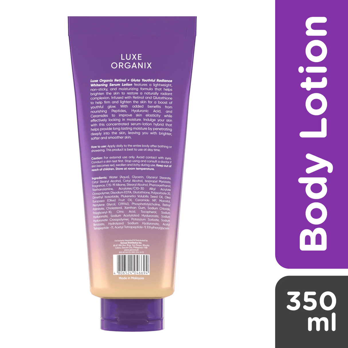 Luxe Organix Retinol + Gluta Youthful Radiance Brightening Serum Lotion - 350ml