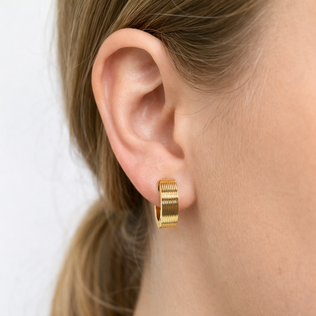 Golden Stainless Steel Trendy Design Earrings - 124