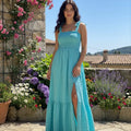 Women's Spring & Split Tie Sleeveless Maxi Dress