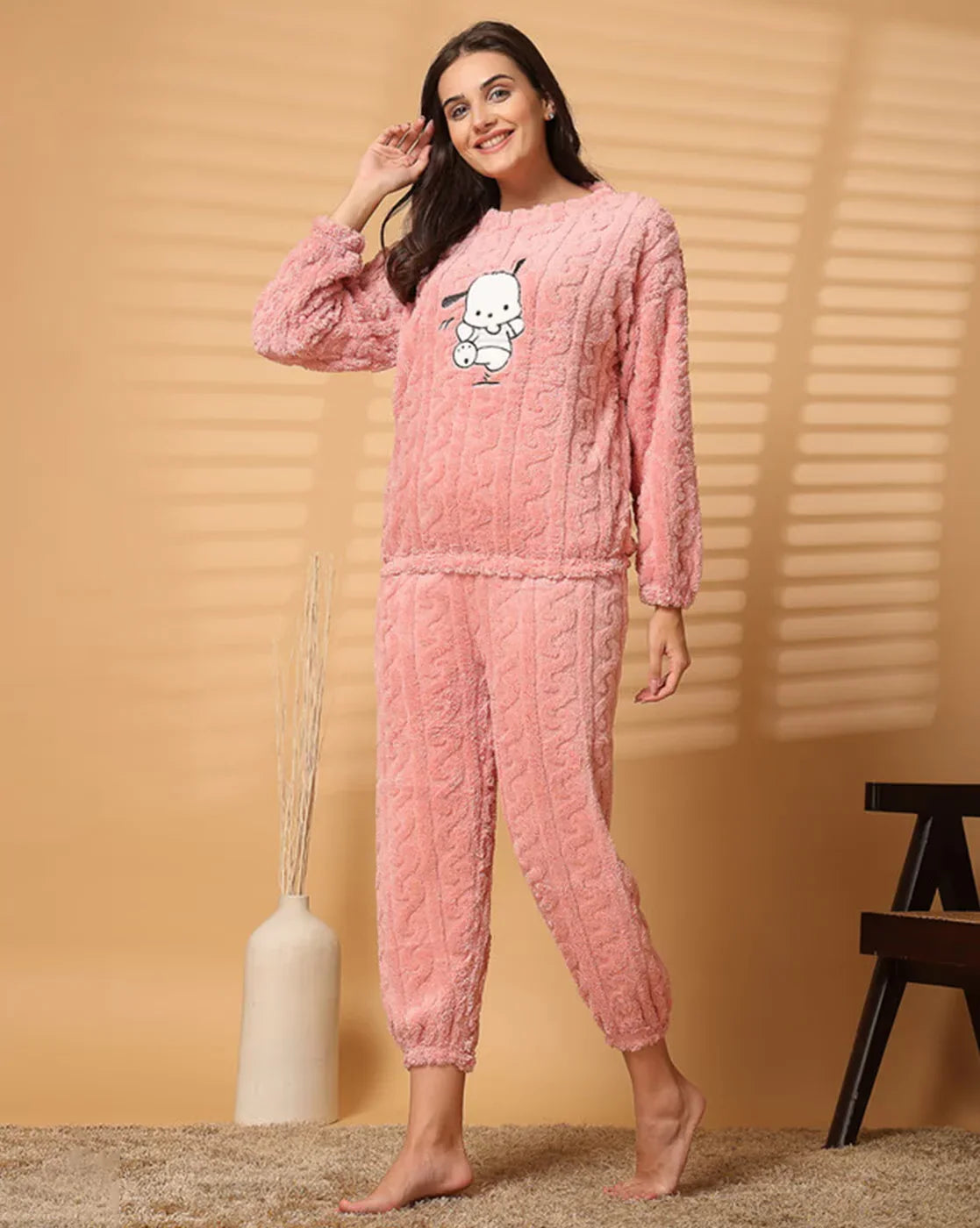 Women's Warm & Fuzzy Knitted Pajama Set