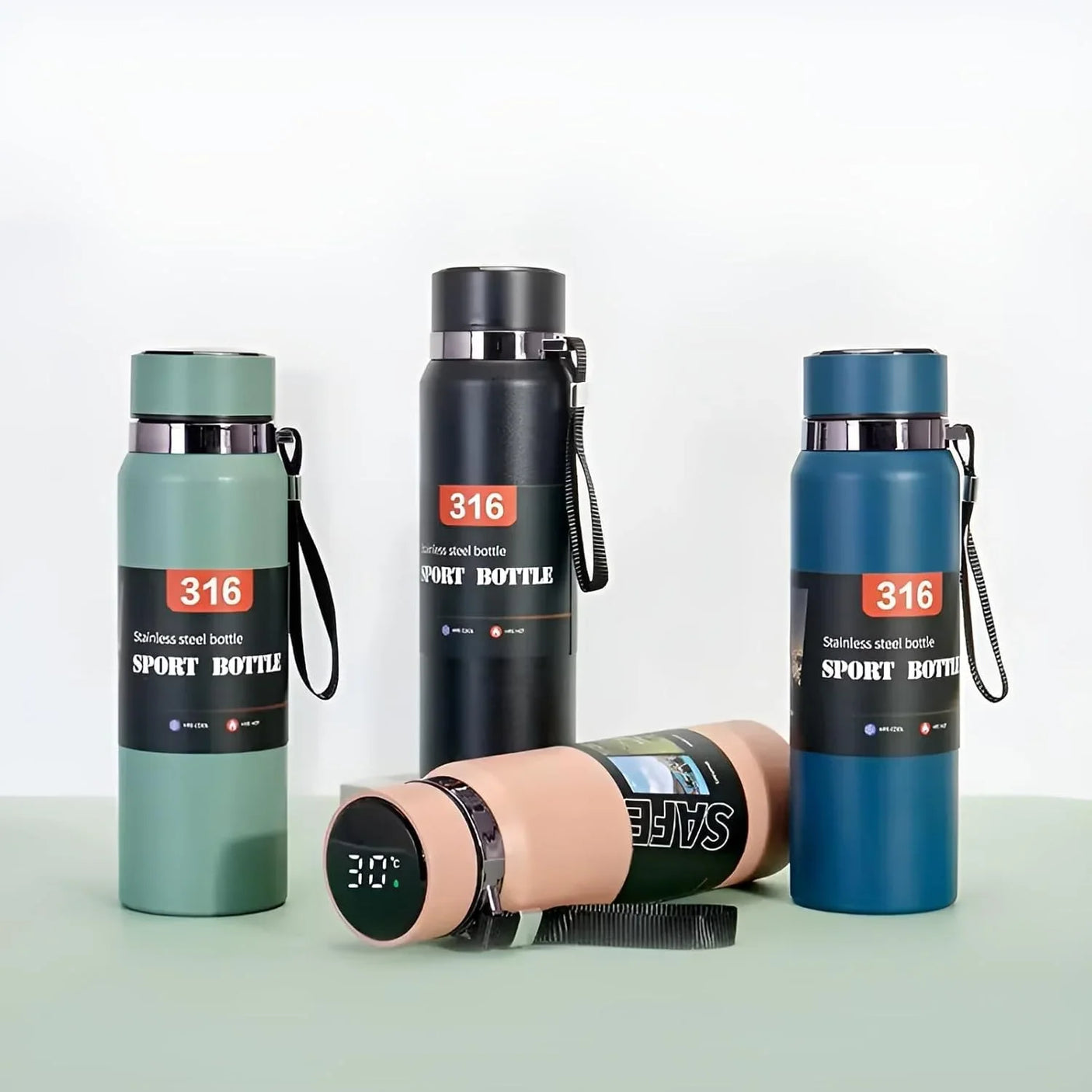 Stainless Steel Vacuum Insulated Sport Bottle With LED Display - 800ml