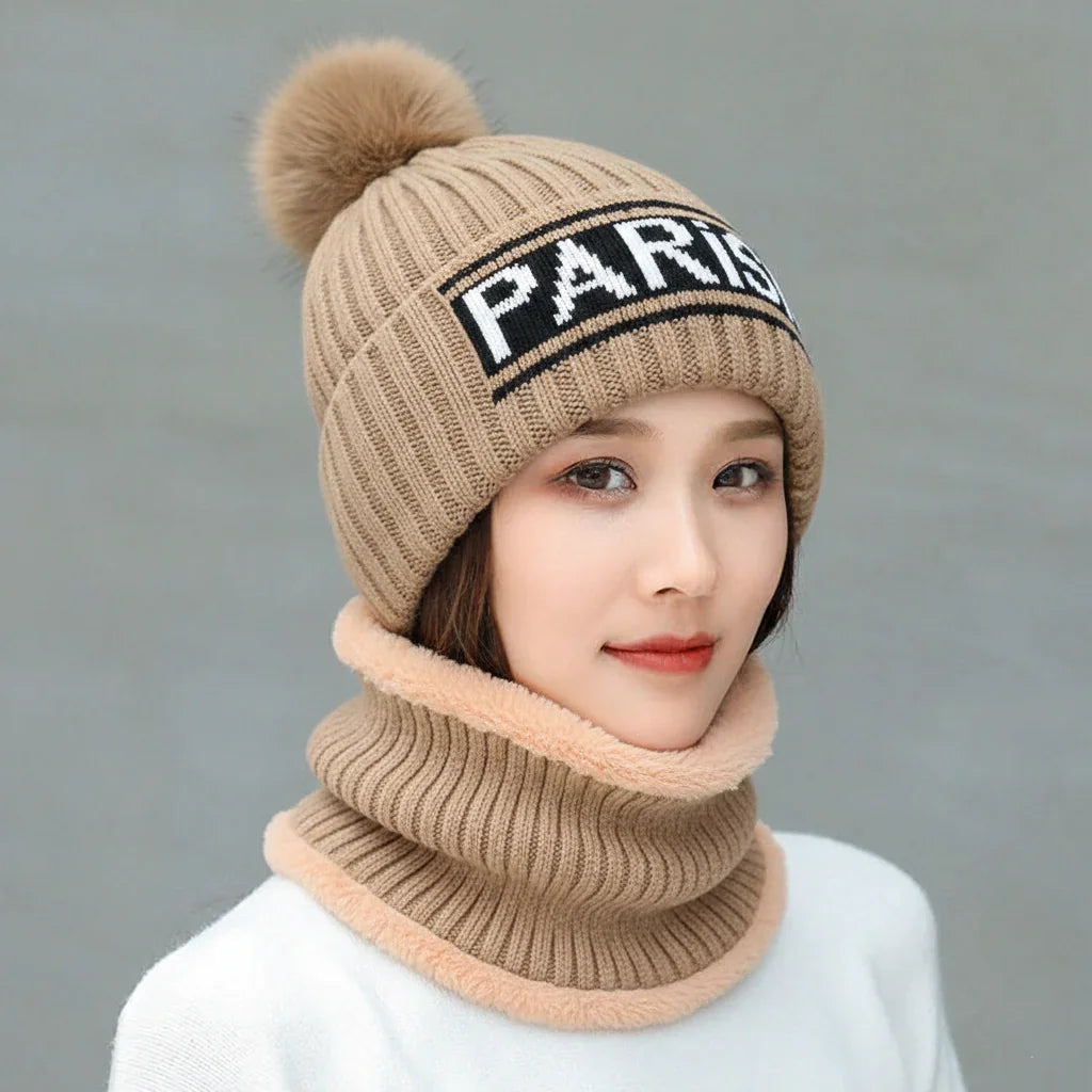 Winter Warm Knit Beanie Hat & Scarf Set
