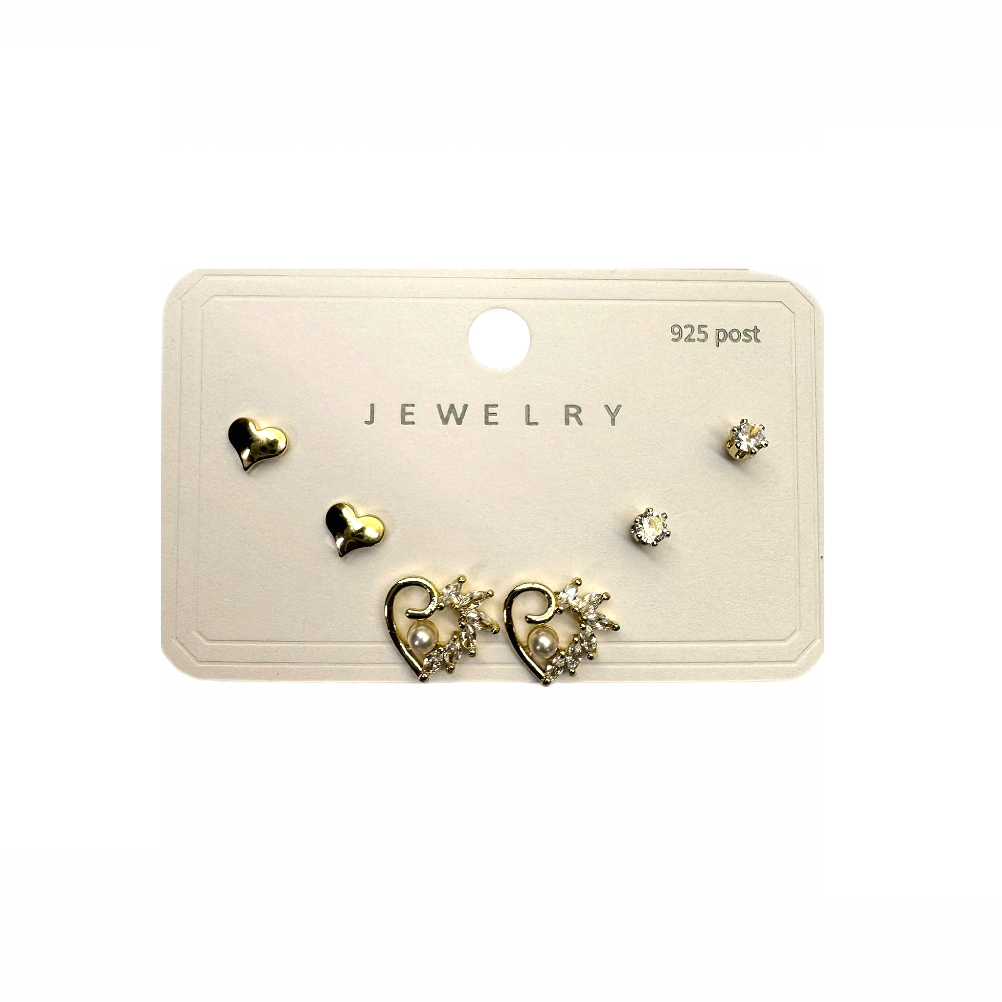 Korean Style Golden Stainless Steel Stud Earrings 3 Pairs - 131