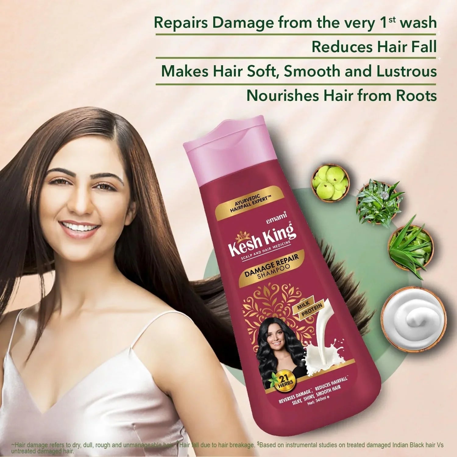 Kesh King Herbal Hairfall Expert Damage Repair Shampoo - 340ml