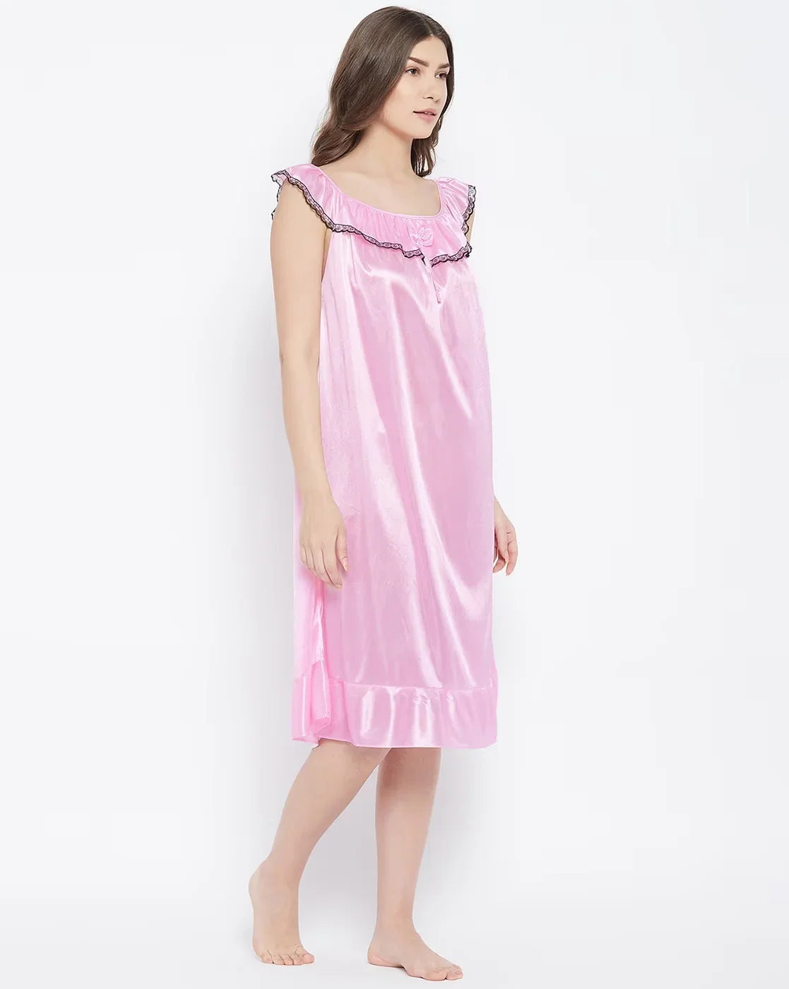 Silk Blend Satin Lace Nightgown Sleepwear
