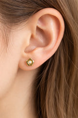 Golden Stainless Steel Small Pearl Design Stud Earrings - 123