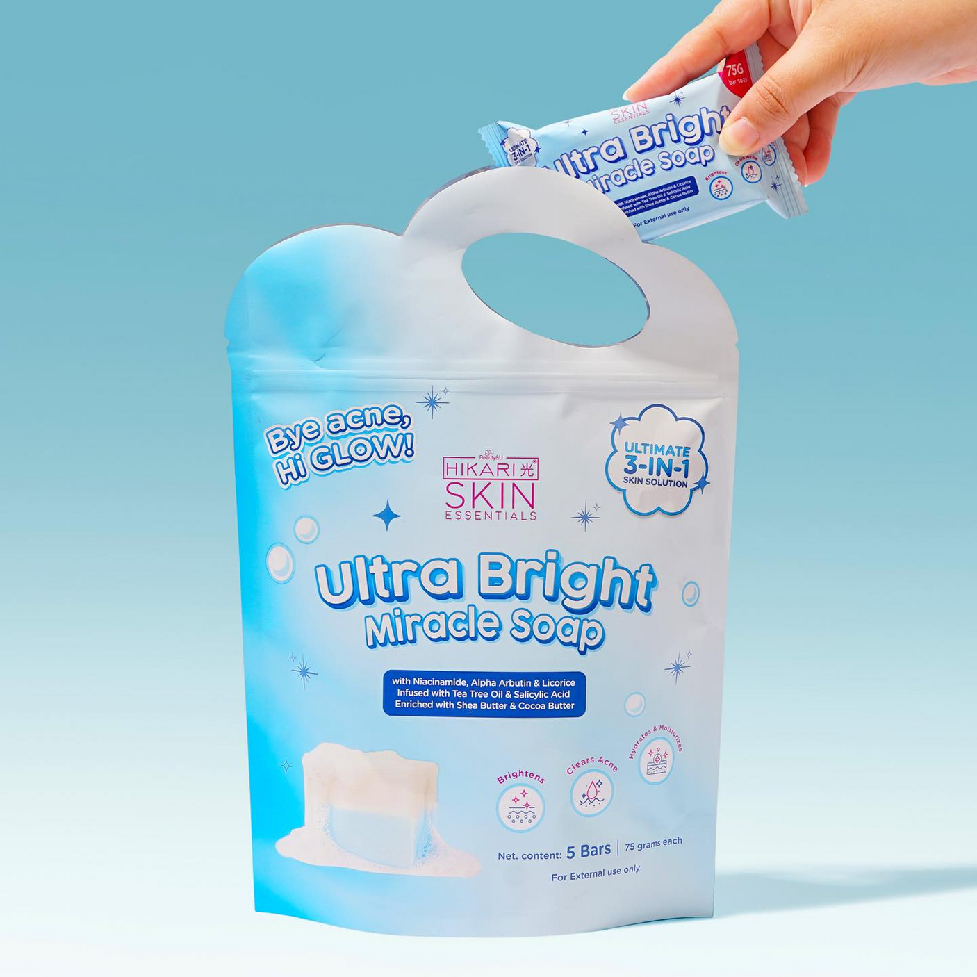 Hikari Skin Essentials Ultra Bright Miracle Soap - 5 Bars × 75g
