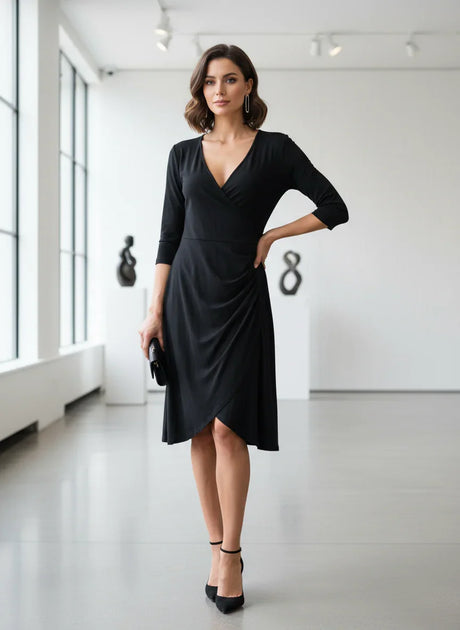 Women's Long Sleeve Crossover Dress