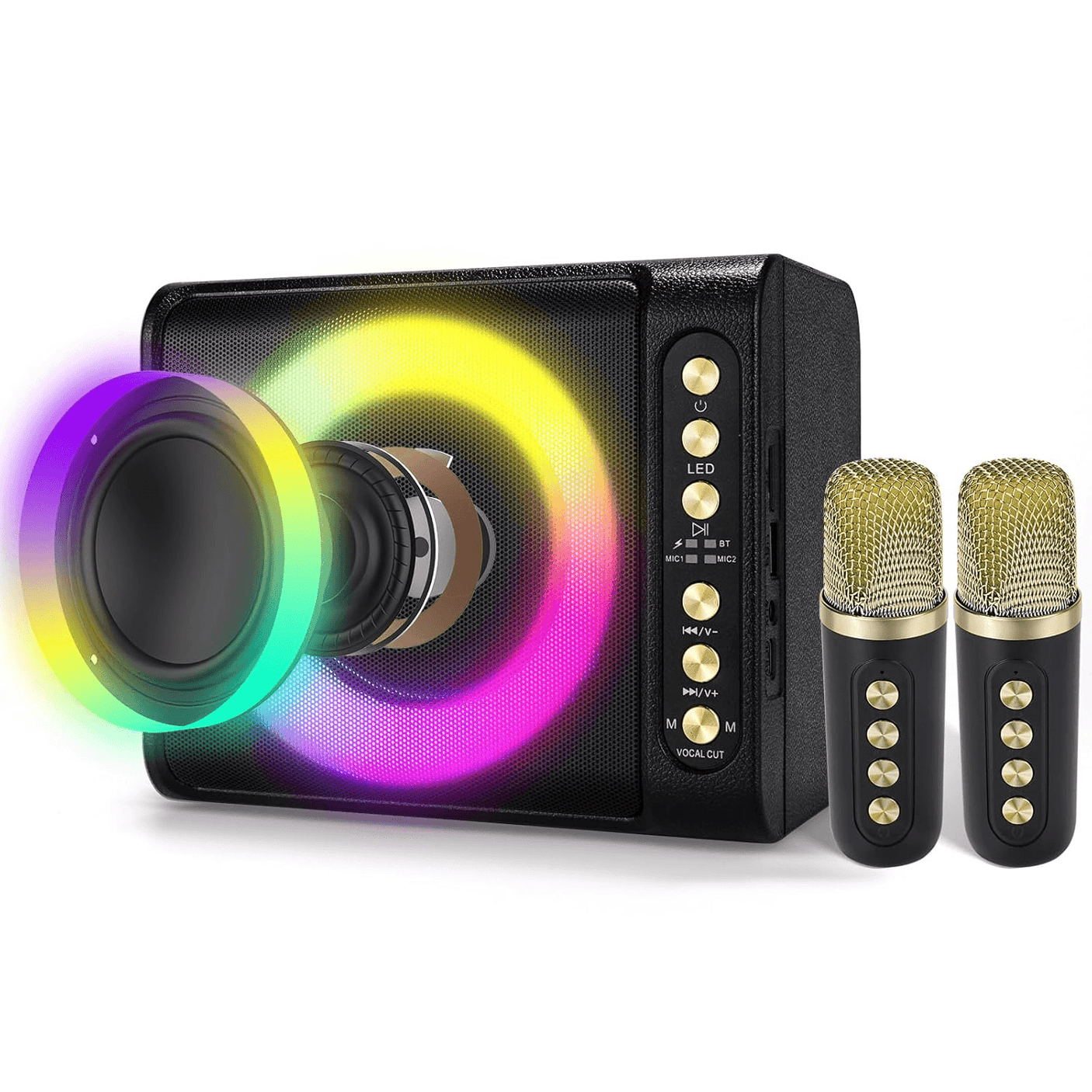 Powerful Bass Boost Portable Karaoke Speaker With Two Microphone T-203