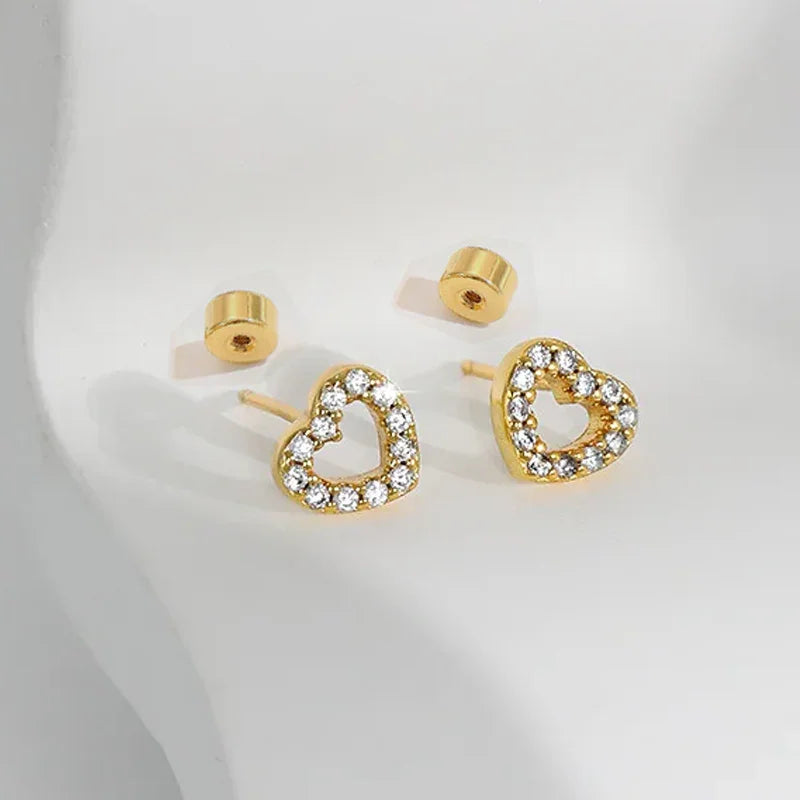 Golden Stainless Steel Stud Earings - 114