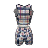 Fashion Plaid Crop Top & Shorts Set