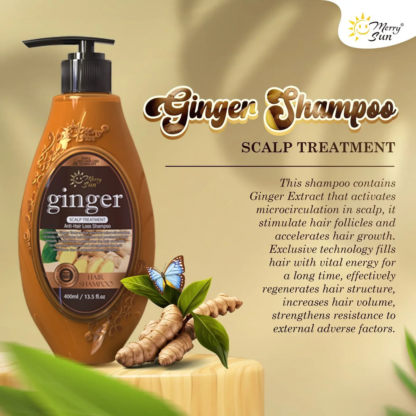 MerrySun Anti-hair Loss Ginger Shampoo - 400ml