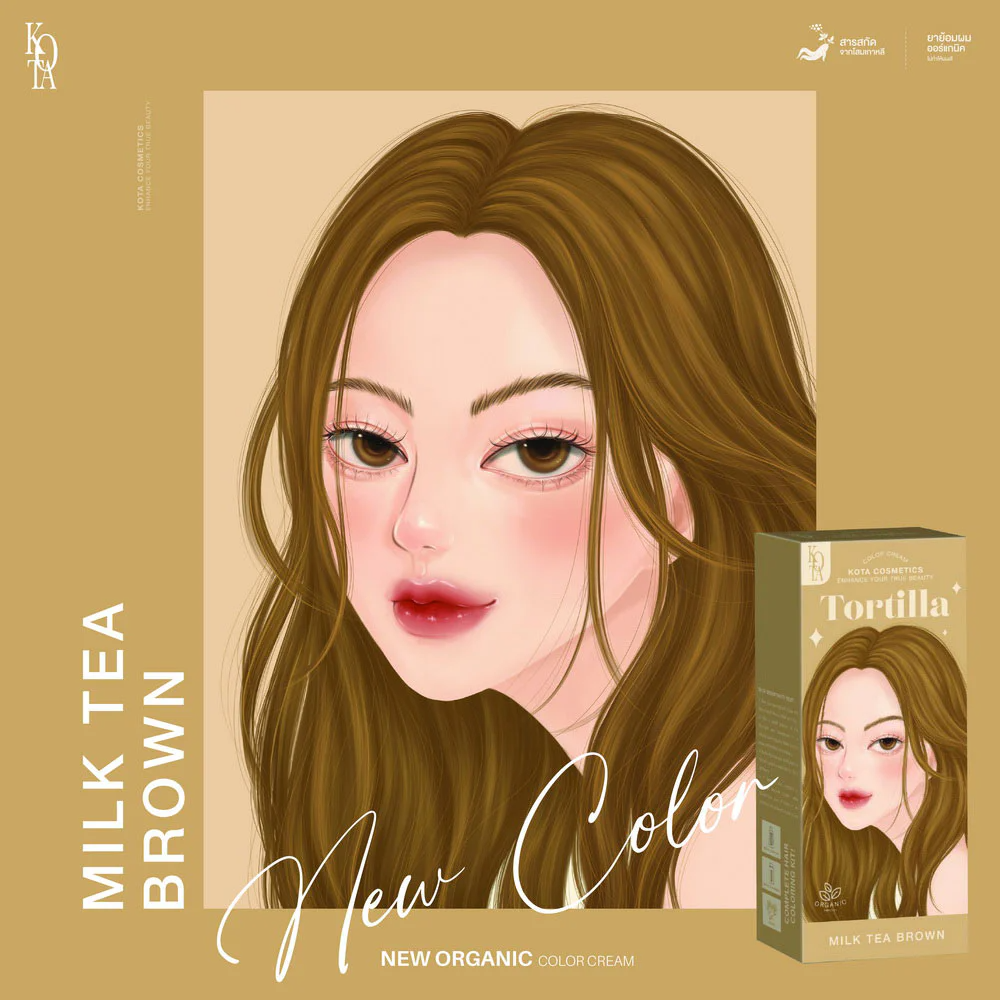 Kota Cosmetics Tortilla Thailand Hair Color Milk Tea Brown - 100ml + 100ml