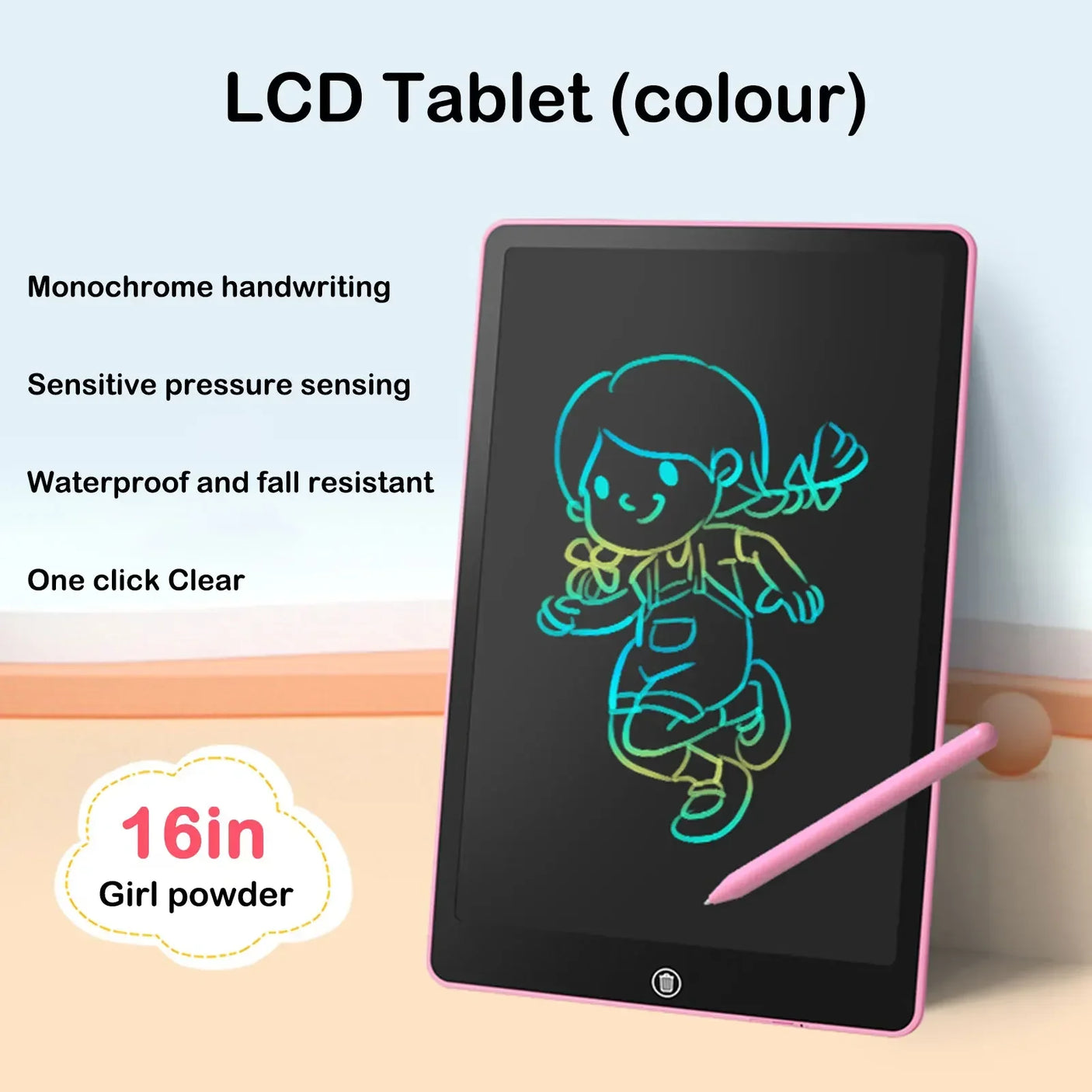 جهاز لوحي للكتابة بشاشة LCD مقاس 16 بوصة للأطفال