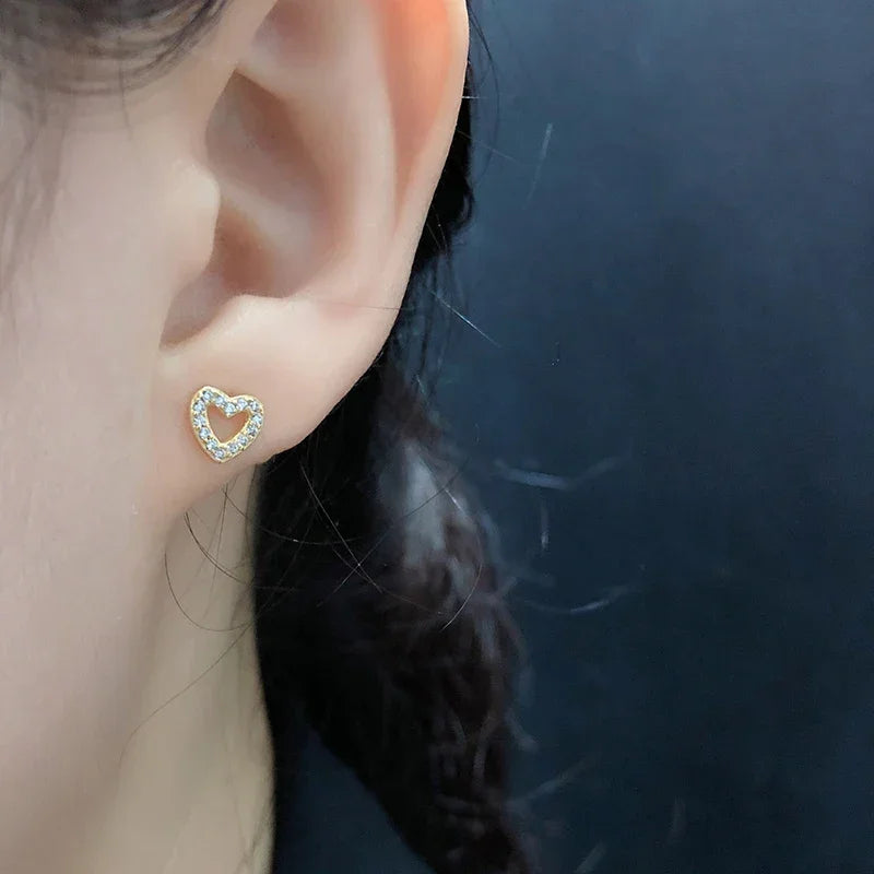 Golden Stainless Steel Stud Earings - 114