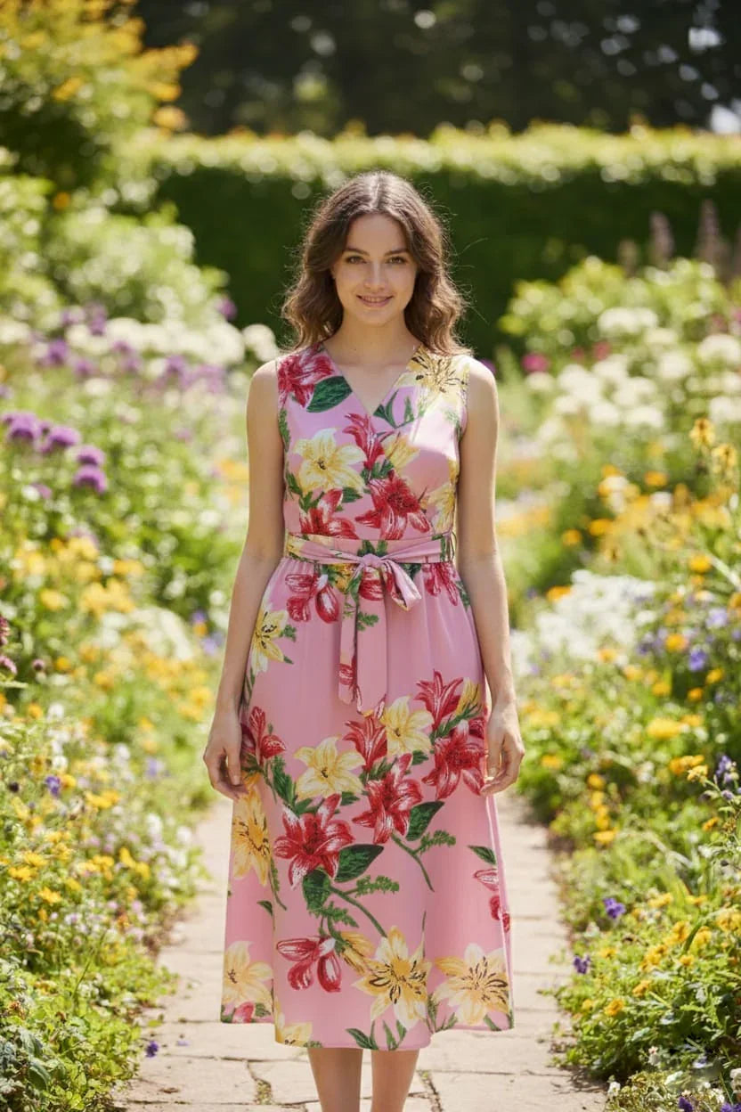 Women's Trendy Tropical Pattern Wrap Dress