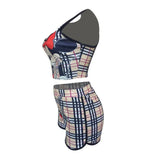 Fashion Plaid Crop Top & Shorts Set