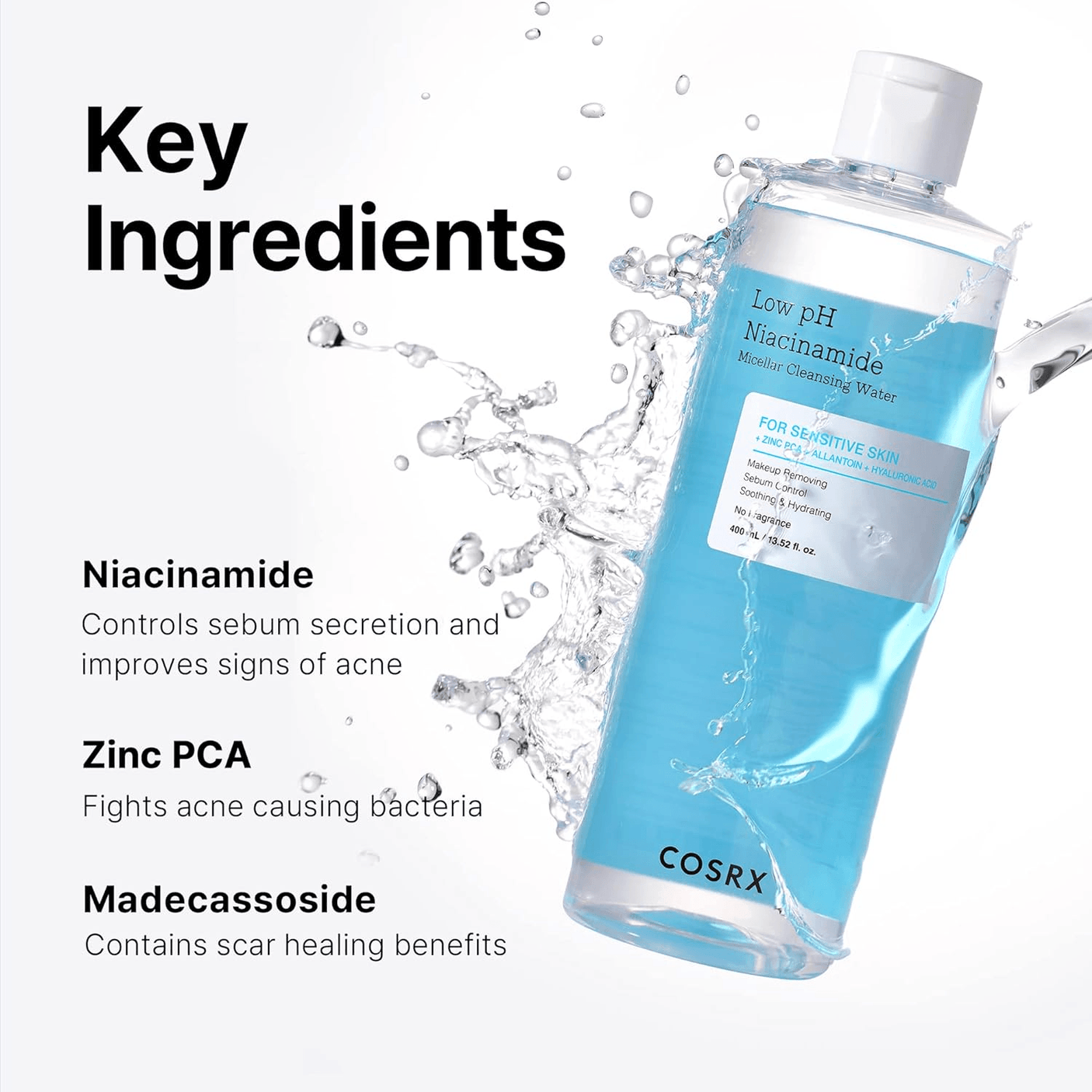 ماء ميسيلار منظف منخفض الحموضة من COSRX - 400 مل