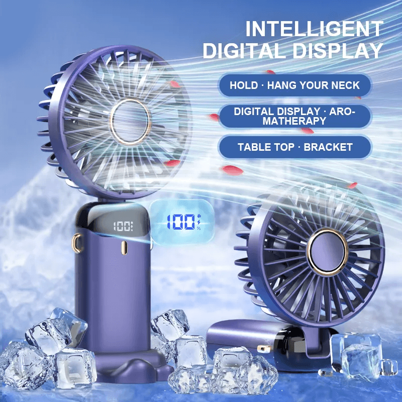 Portable Traveling Handheld Fan With Digital Display - N15