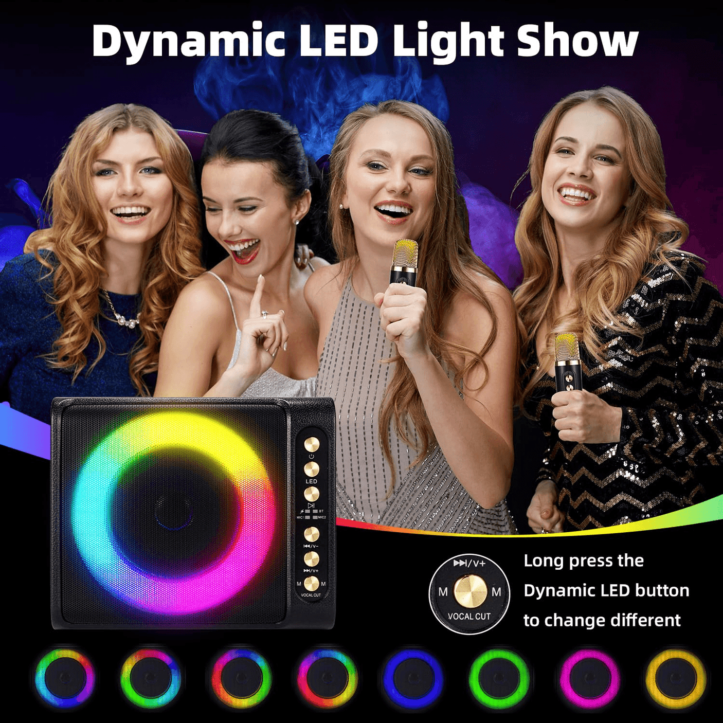 Powerful Bass Boost Portable Karaoke Speaker With Two Microphone T-203