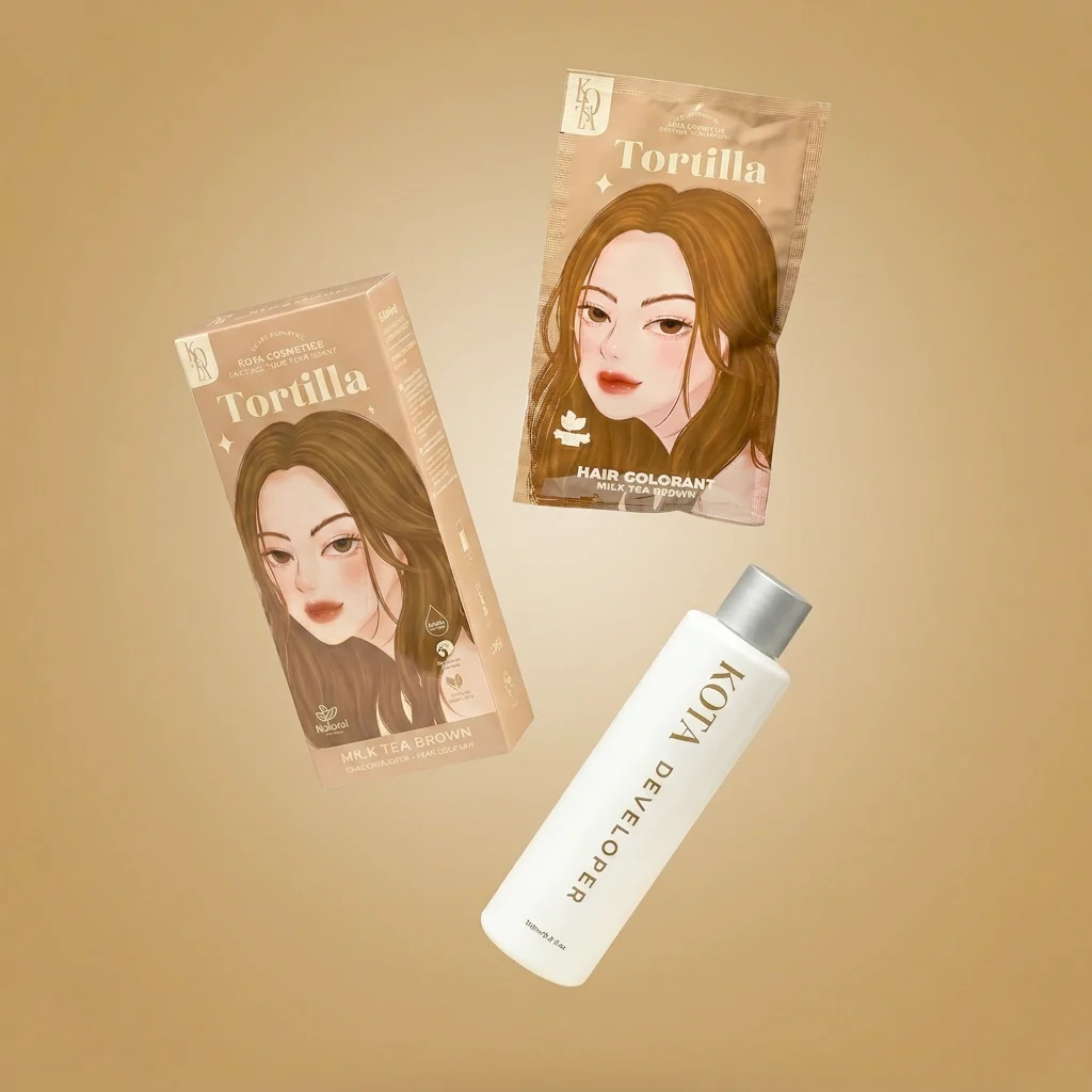 Kota Cosmetics Tortilla Thailand Hair Color Milk Tea Brown - 100ml + 100ml