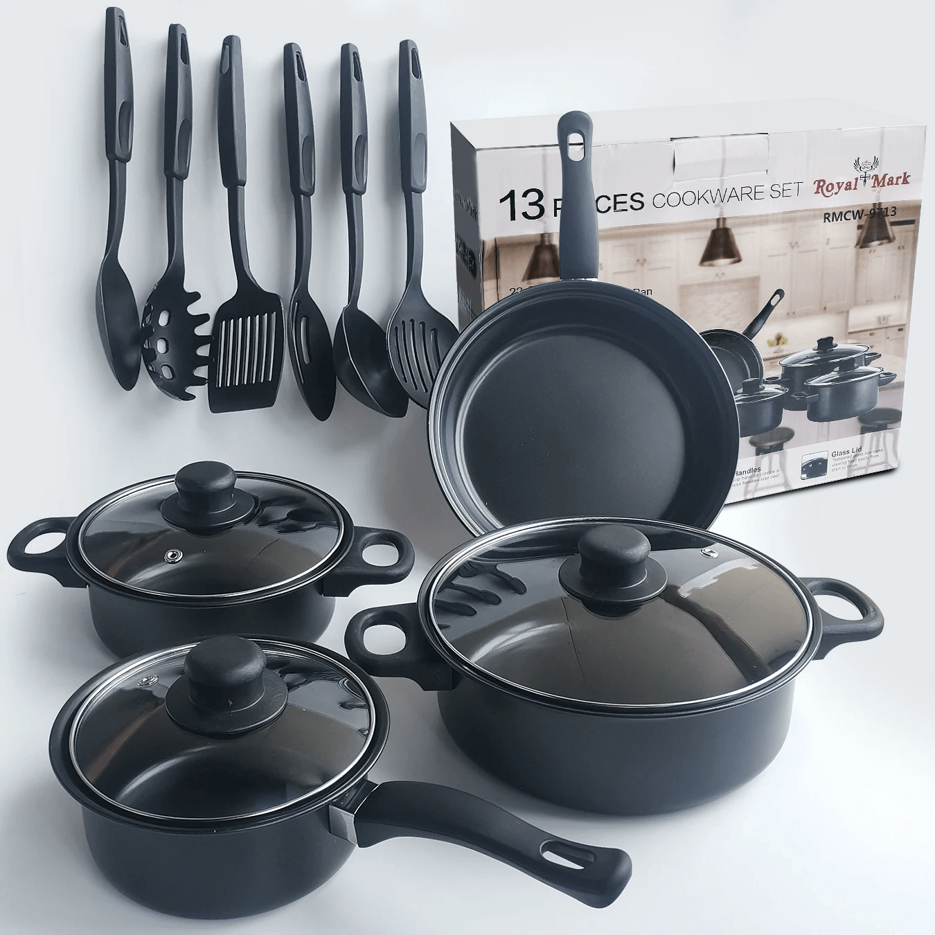 Multi Function Non-Stick Kitchen Cookware Set 13 Pcs RMCW - 9713