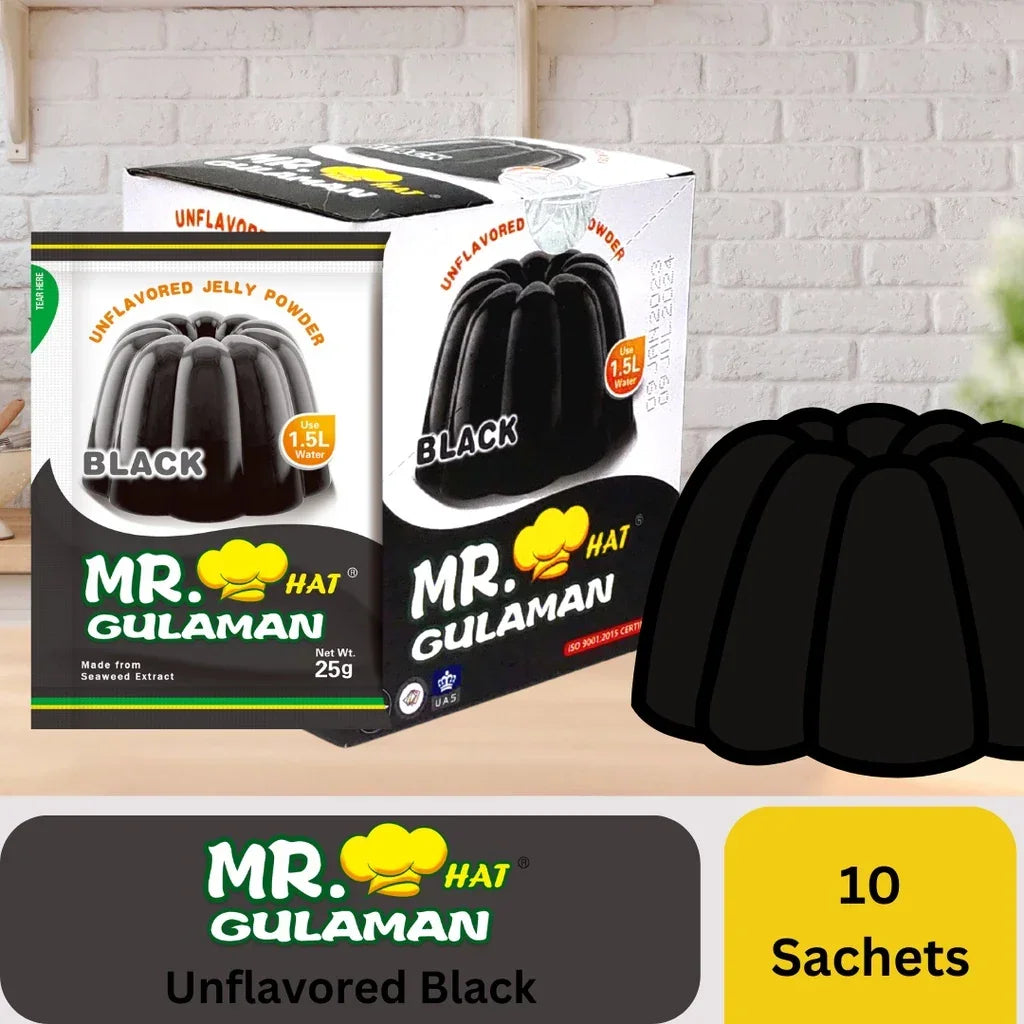 Mr. Hat Gulaman Black Unflavored Jelly Powder 10pcs Pack × 25g