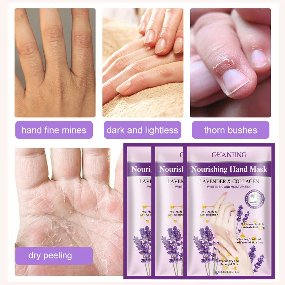 Guanjing Lavender & Collagen Nourishing Hand Mask - 40g (1 Pair)