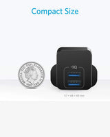شاحن Anker PowerPort Mini الأصلي ثنائي المنفذ USB-A - A2620