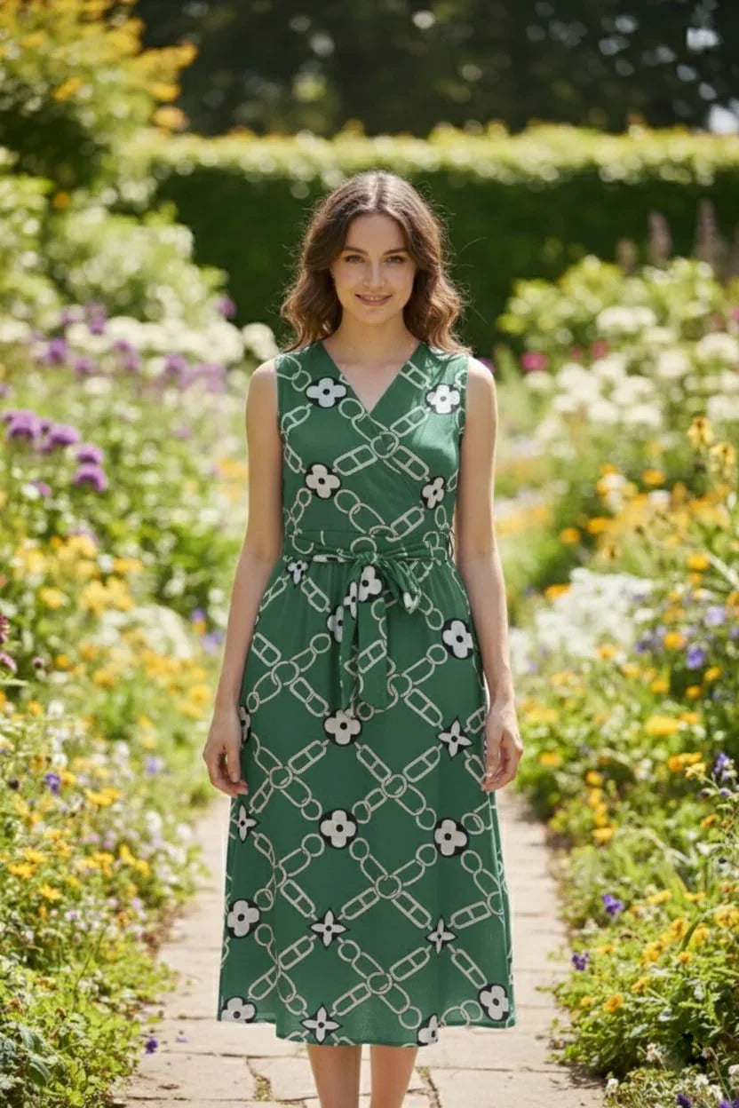 Women's Trendy Tropical Pattern Wrap Dress