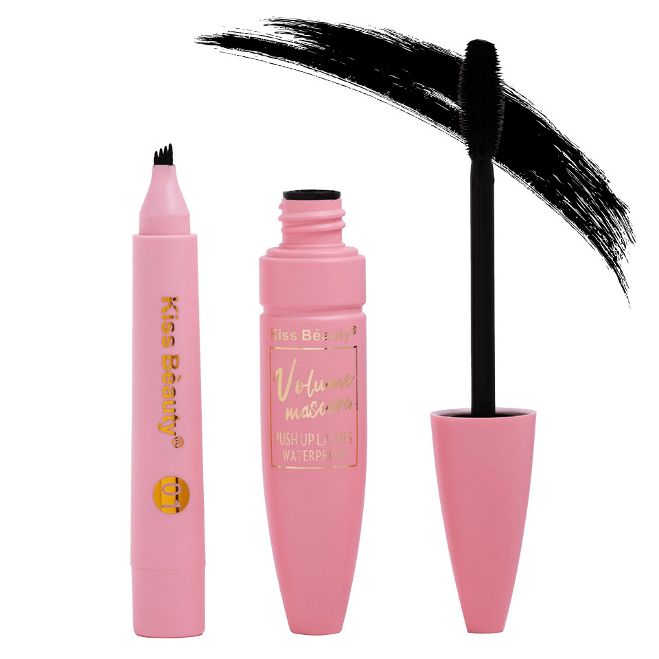 Kiss Beauty 2 in 1 Volume Mascara & Eyebrow Pencil - 15ml + 5ml