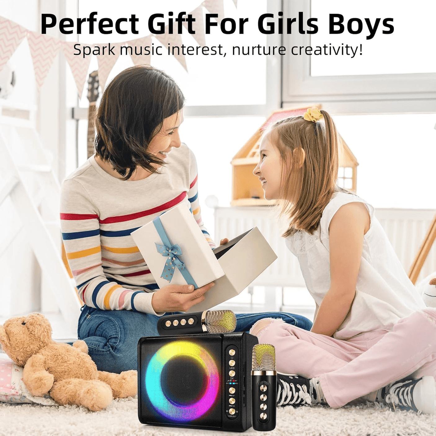 Powerful Bass Boost Portable Karaoke Speaker With Two Microphone T-203