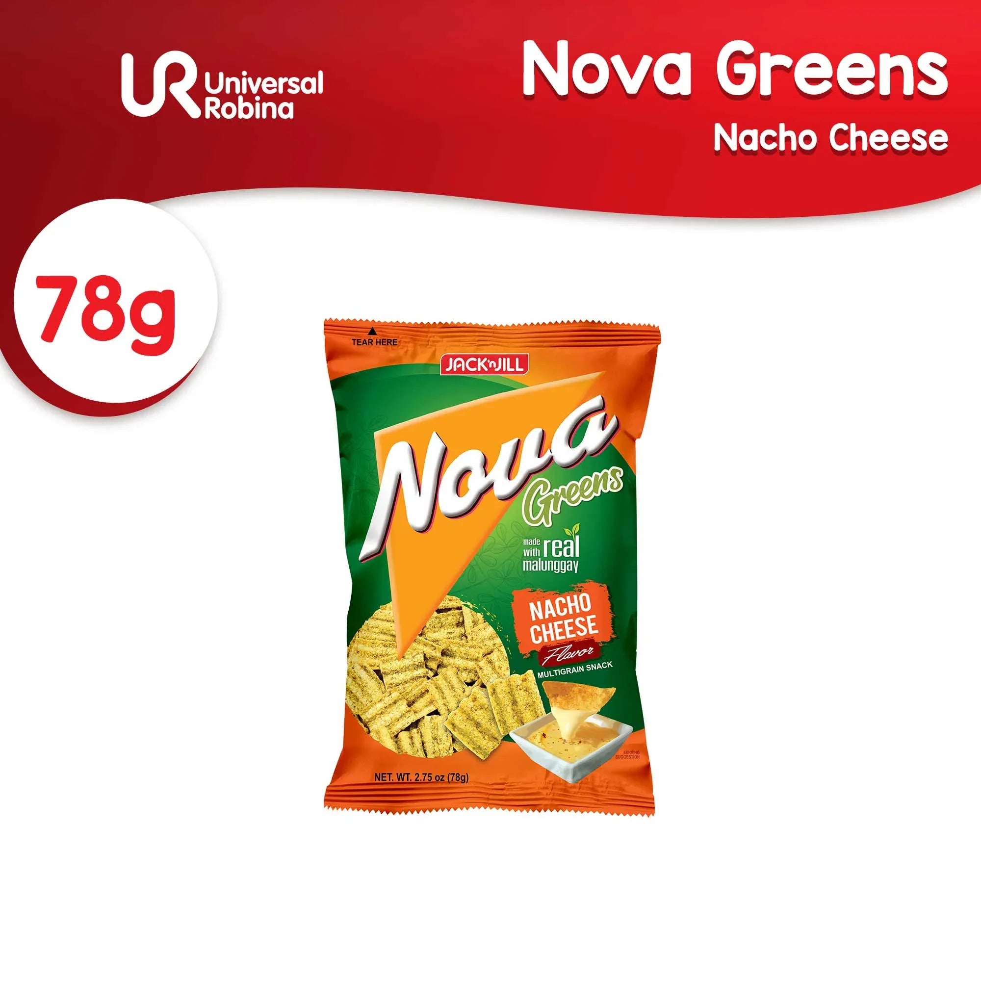 Jack 'n Jill Nova Greens Nacho Cheese Multigrain Snack - 78g