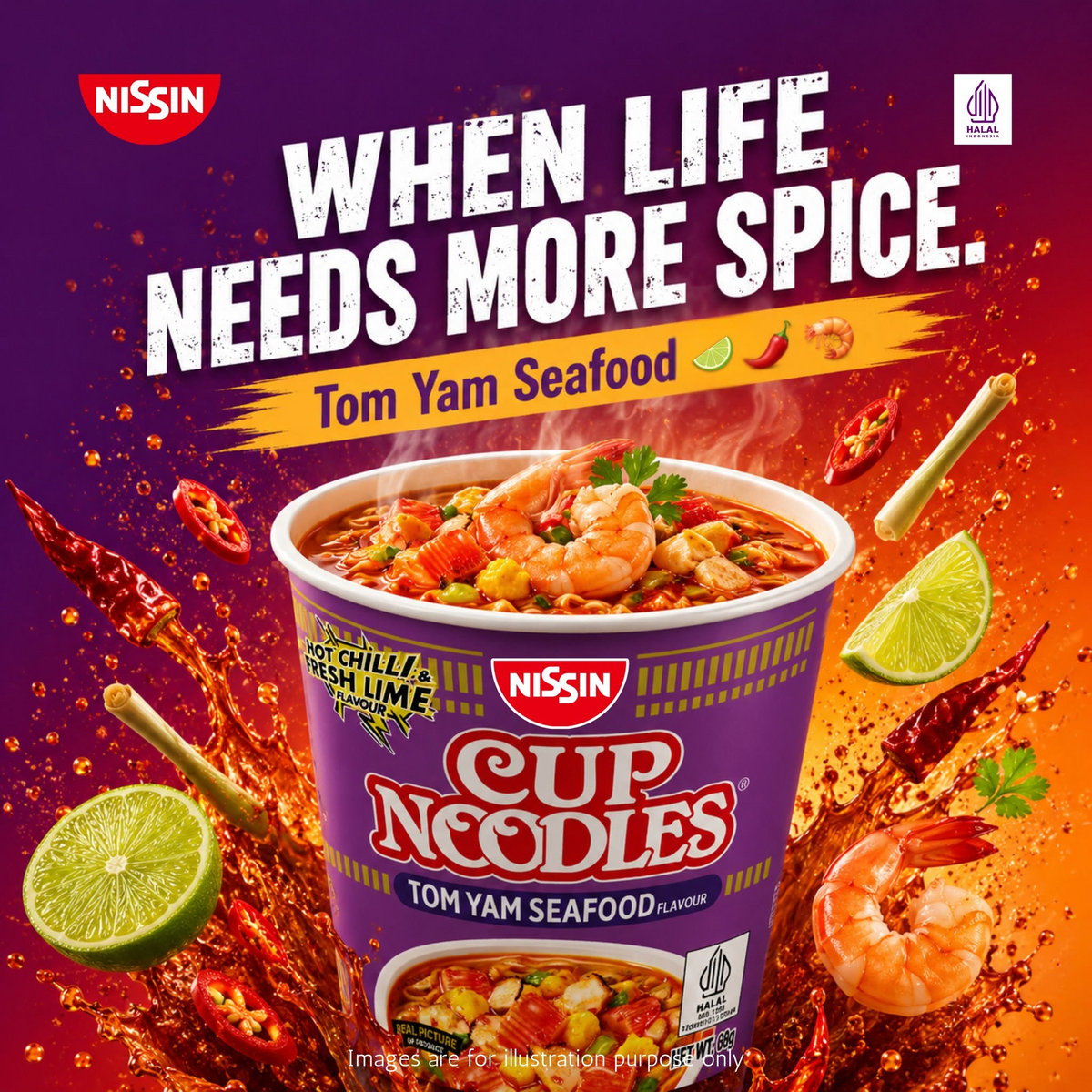 Nissin Tom Yam Seafood Flavour Instant Cup Noodles - 69g