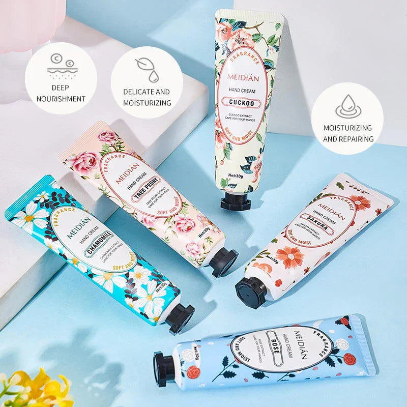Meidian Flower Fragrance Hand Cream Set - 30g x 5 Pcs