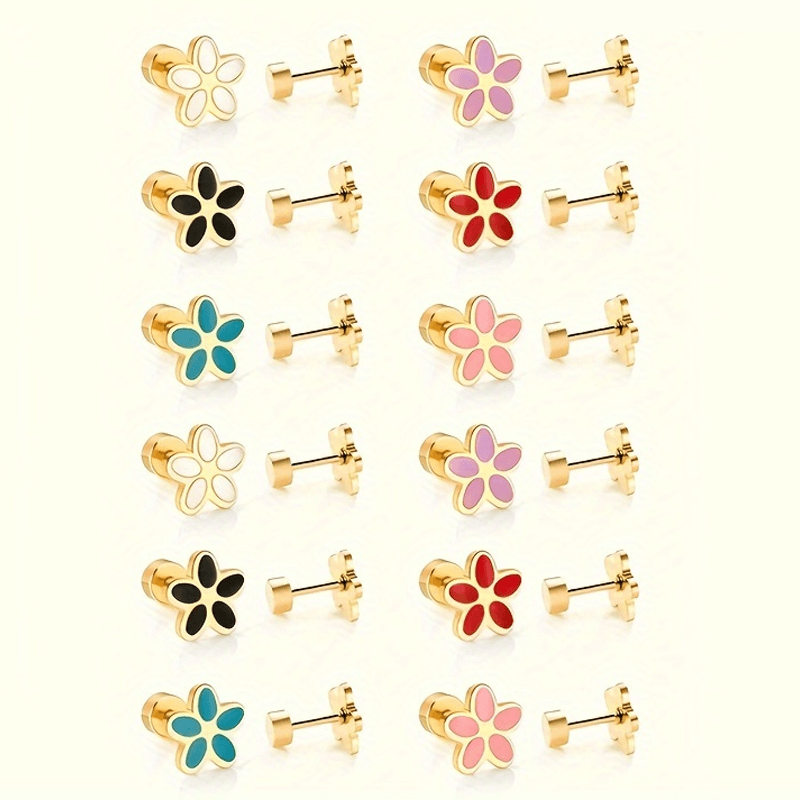Golden Stainless Steel Stud Earings - 090