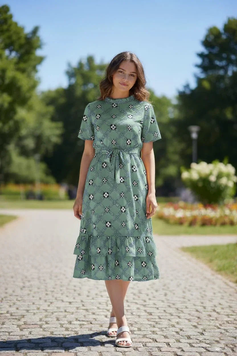 Women's Trendy Belted A-Line Midi Dress