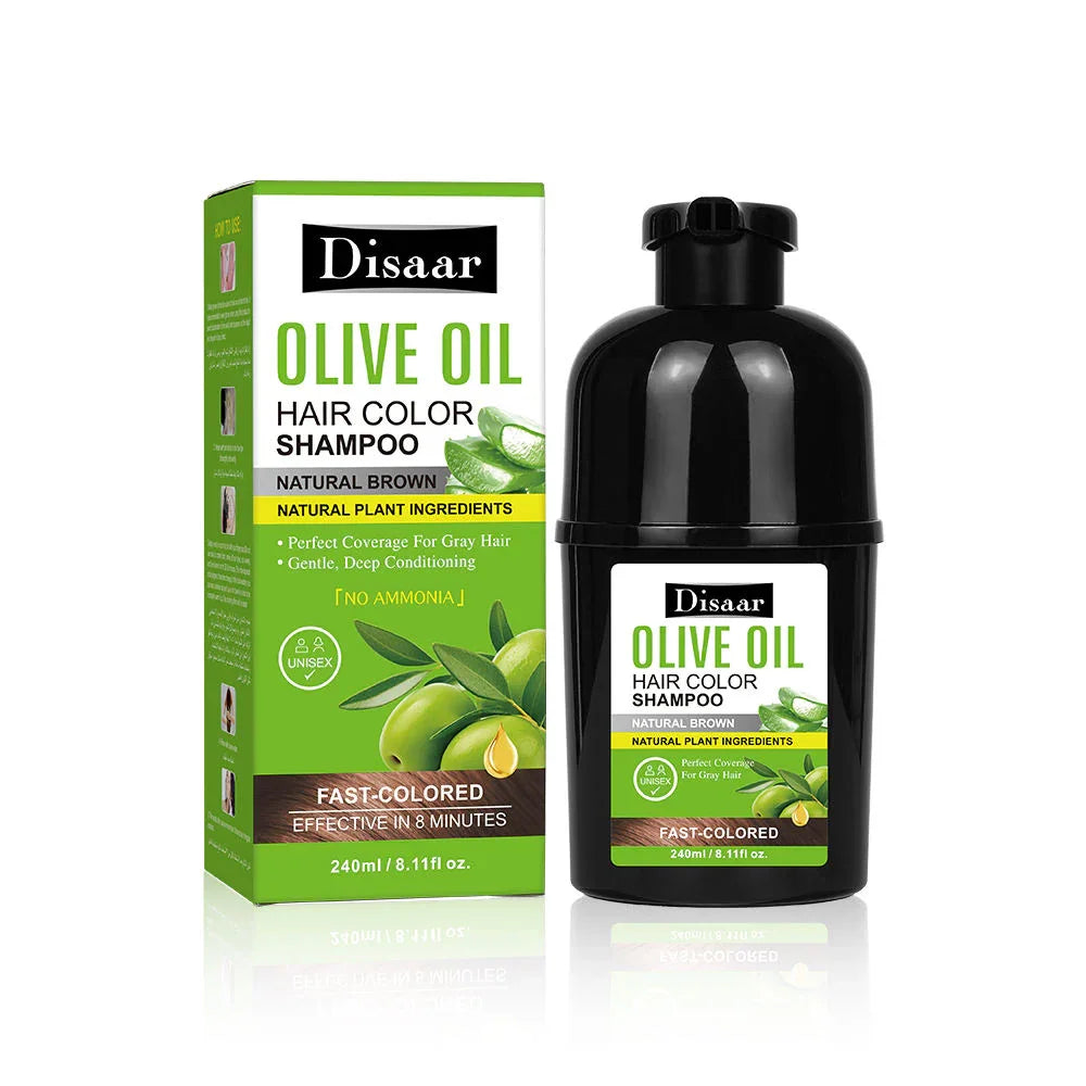 Disaar Olive Oil Hair Color Shampoo Natural Brown - 240ml