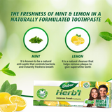 Dabur Herbal Intense Fresh Mint & Lemon Toothpaste - 150g