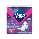 Nana Goodnight Maxi Thick Extra Long Sanitary Pads With Wings - 45s