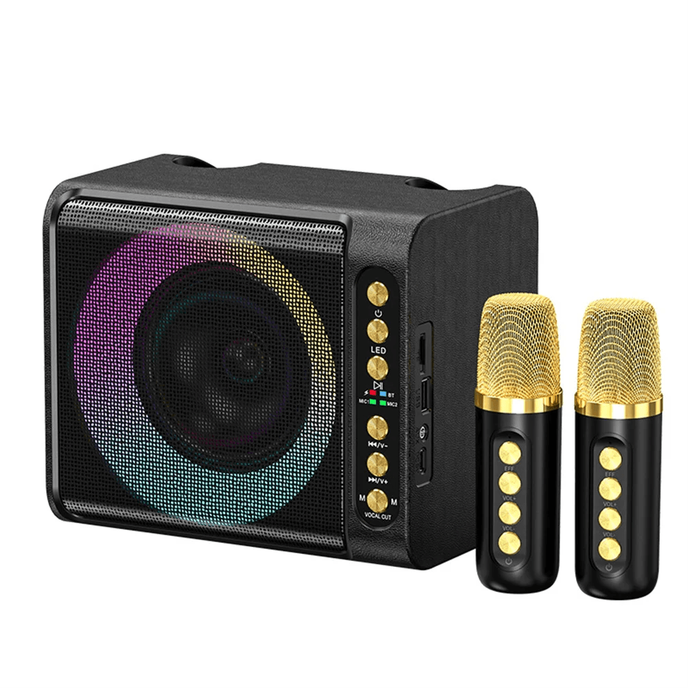 Powerful Bass Boost Portable Karaoke Speaker With Two Microphone T-203