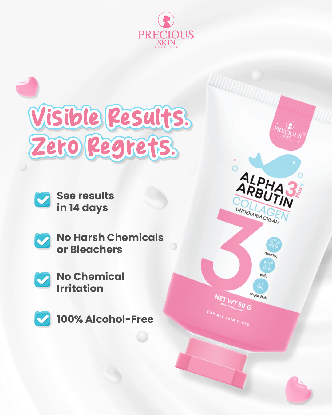 Precious Skin Alpha Arbutin 3 Plus Collagen Underarm Cream - 50g