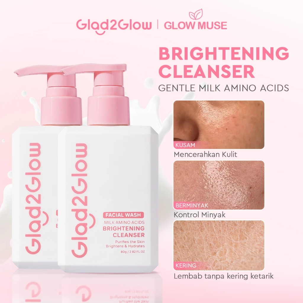 Glad2Glow Milk Amino Acids Brightening Cleanser Facial Wash - 80g