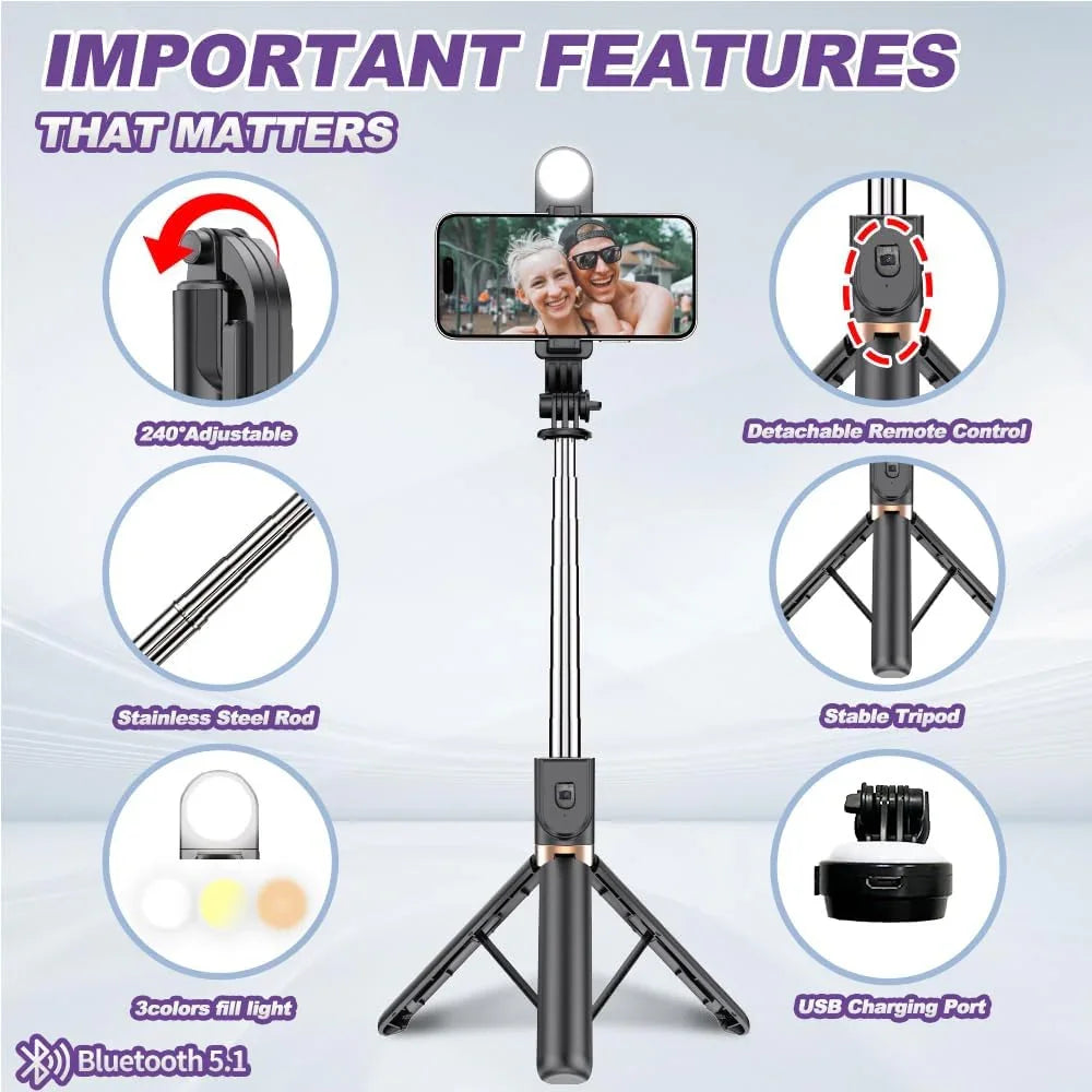 Plokama Live Broadcast Multifunctional Selfie Stick LIVE-K8 LED