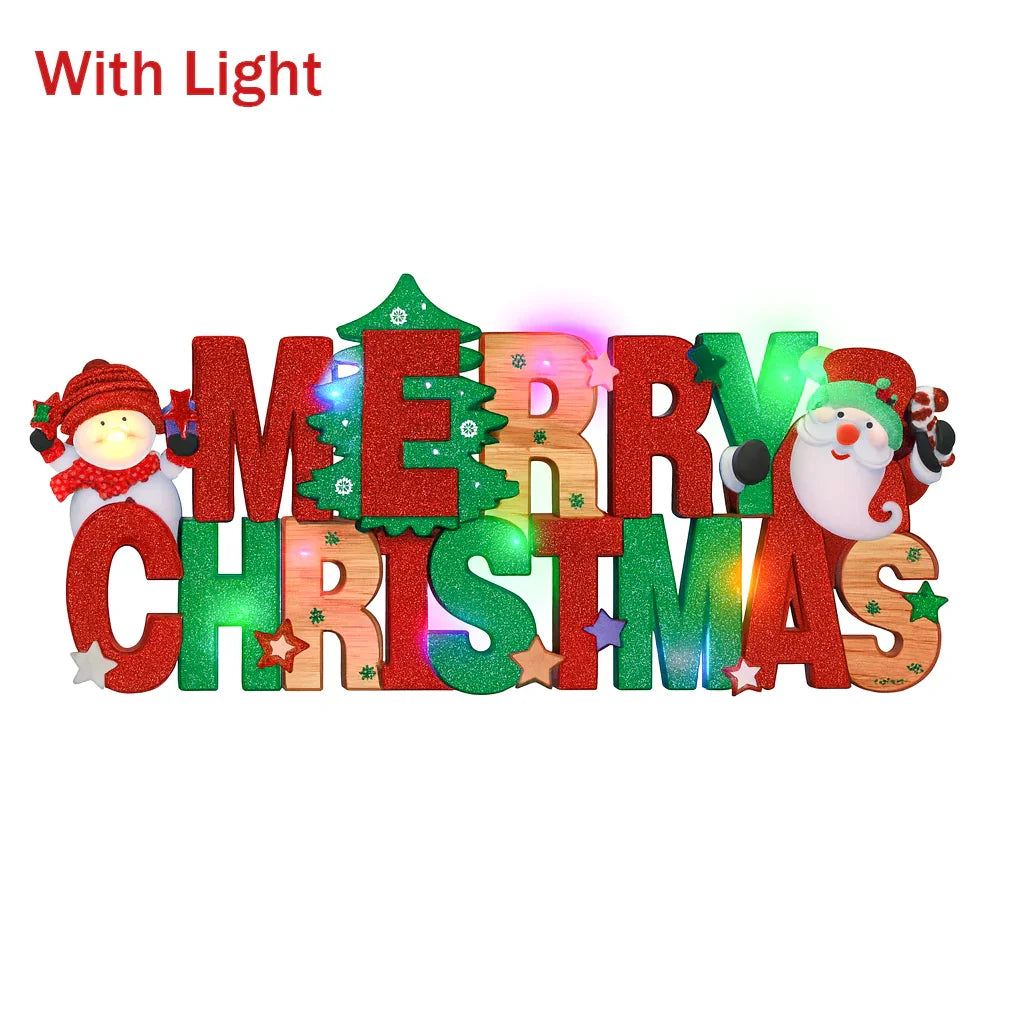 Merry Christmas Wall Door Hanging Ornaments With Light - 4205N