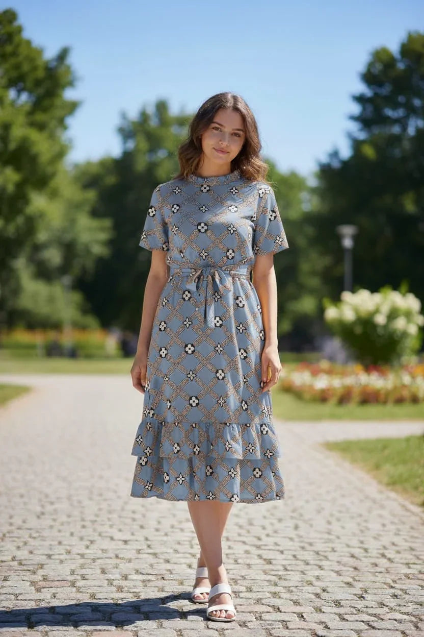 Women's Trendy Belted A-Line Midi Dress