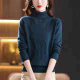 Women's Turtleneck Sweater with Subtle Diamond Knit