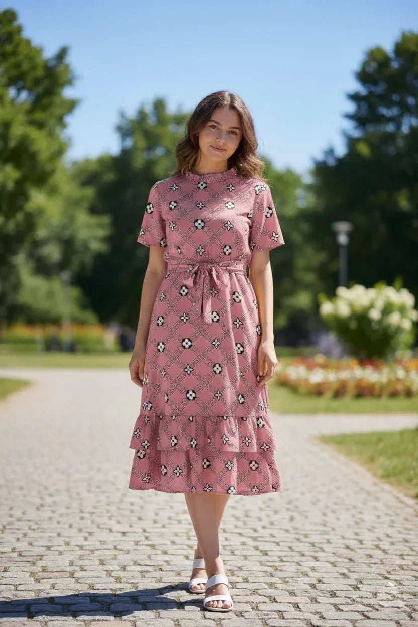 Women's Trendy Belted A-Line Midi Dress