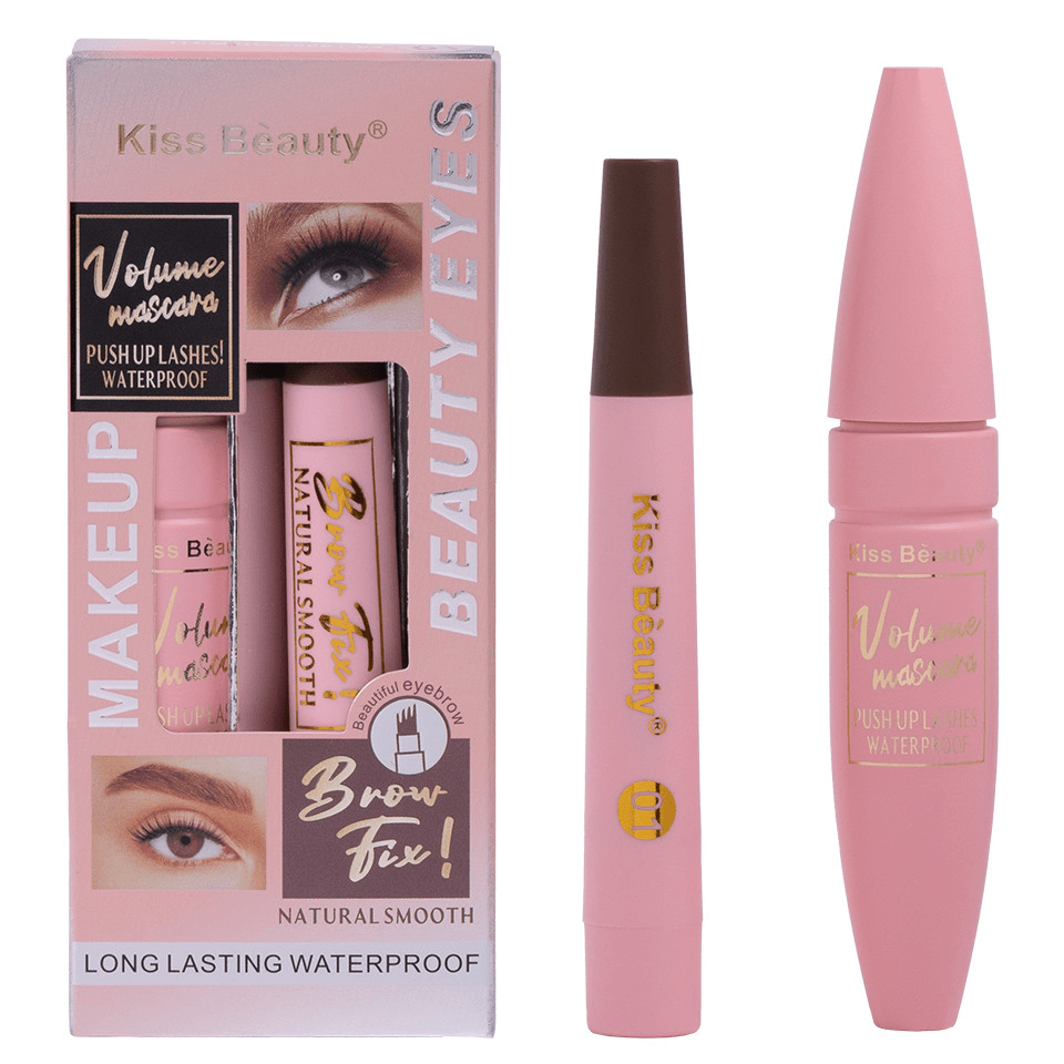 Kiss Beauty 2 in 1 Volume Mascara & Eyebrow Pencil - 15ml + 5ml